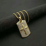 Hip-Hop Stainless Steel Rhinestone Cross Pendant