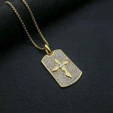 Hip-Hop Stainless Steel Rhinestone Cross Pendant