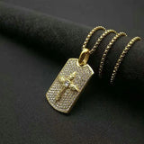 Hip-Hop Stainless Steel Rhinestone Cross Pendant