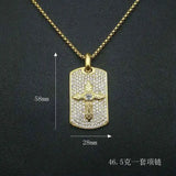 Hip-Hop Stainless Steel Rhinestone Cross Pendant