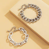Hip-hop Aluminum Chain Punk Geometric Double Thick Chain Set Female Bracelet
