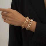 Hip-hop Aluminum Chain Punk Geometric Double Thick Chain Set Female Bracelet