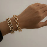 Hip-hop Aluminum Chain Punk Geometric Double Thick Chain Set Female Bracelet