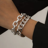 Hip-hop Aluminum Chain Punk Geometric Double Thick Chain Set Female Bracelet