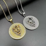 Hip-Hop Lion Head Pendant Titanium Steel Vacuum Gold Plated