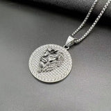 Hip-Hop Lion Head Pendant Titanium Steel Vacuum Gold Plated