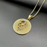 Hip-Hop Lion Head Pendant Titanium Steel Vacuum Gold Plated