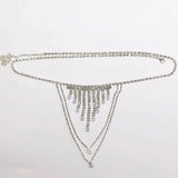 Sexy Body Chain Underwear Tassel Rhinestone Bikini Thong