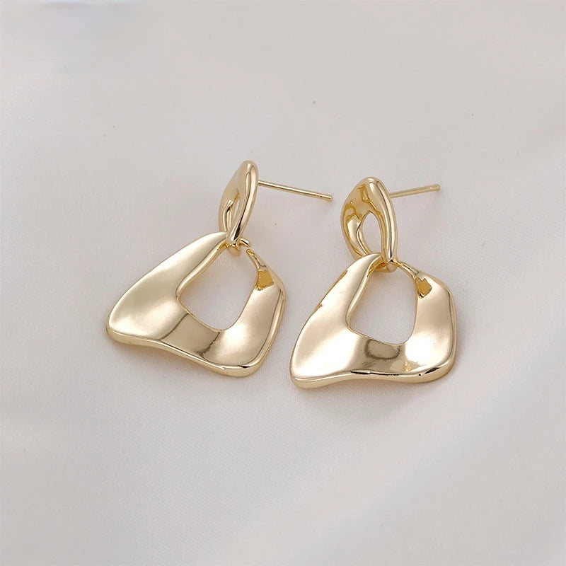 Irregular Geometric Retro Earrings Silver Needle DIY Ear Jewelry