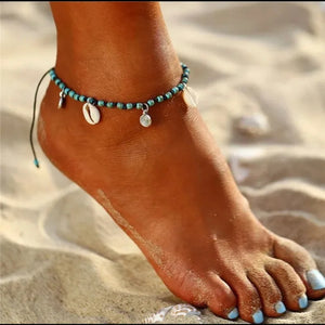 Bohemian Shell Pendant Multi-Layer Anklet