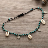 Bohemian Shell Pendant Multi-Layer Anklet