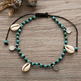 Bohemian Shell Pendant Multi-Layer Anklet