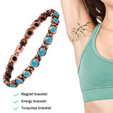 Turquoise Red Copper Magnetic Bracelet for European & American Ladies