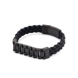Men's Leather Woven Rope Steel Bracelet