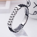 Men's Leather Woven Titanium Steel Bracelet