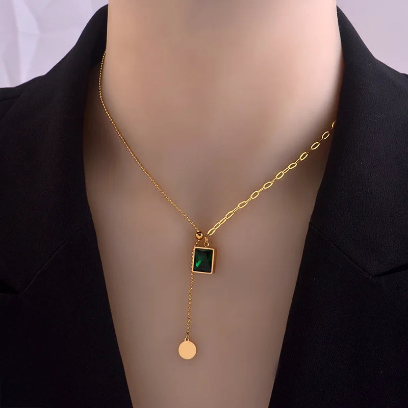 European & American CZ Stainless Steel Necklace