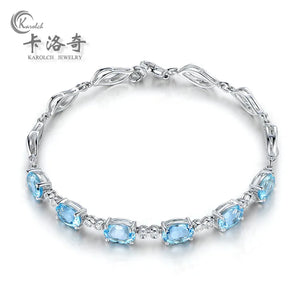 Zircon Gem Silver Bracelet 18K Crystal Inlay Jewelry