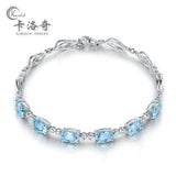 Zircon Gem Silver Bracelet 18K Crystal Inlay Jewelry