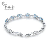 Zircon Gem Silver Bracelet 18K Crystal Inlay Jewelry