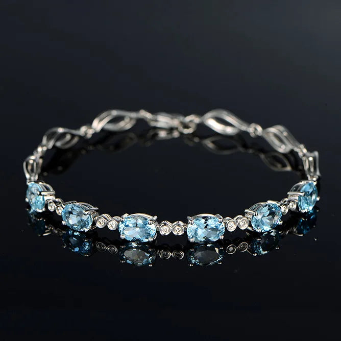 Zircon Gem Silver Bracelet 18K Crystal Inlay Jewelry
