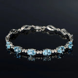 Zircon Gem Silver Bracelet 18K Crystal Inlay Jewelry