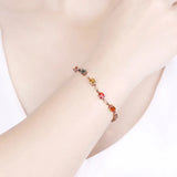 18K Rose Tourmaline Gem Bracelet - European and American Temperament