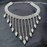 Water Drop Crystal Tassel Pendant Necklace Women's Clavicle Chain