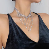 Water Drop Crystal Tassel Pendant Necklace Women's Clavicle Chain