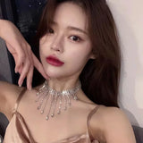 Water Drop Crystal Tassel Pendant Necklace Women's Clavicle Chain