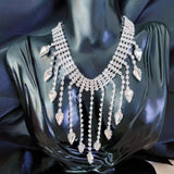 Water Drop Crystal Tassel Pendant Necklace Women's Clavicle Chain