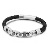 Men's Titanium Steel Leather Braided Bracelet