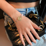 Metal Chain Pearl Gothic Circle Bracelet for Women