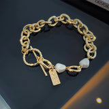 Metal Chain Pearl Gothic Circle Bracelet for Women