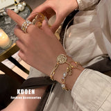 Metal Chain Pearl Gothic Circle Bracelet for Women