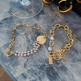 Metal Chain Pearl Gothic Circle Bracelet for Women