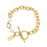 Metal Chain Pearl Gothic Circle Bracelet for Women