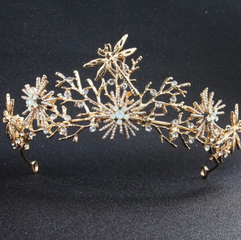Baroque Dragonfly Alloy Bride Crown Wedding Headpiece