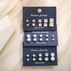 European American Zircon Pearl Earrings 15 Sets