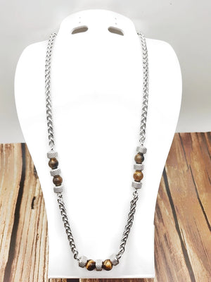 Tiger Eye Stone Fresh Water Pearl Necklace