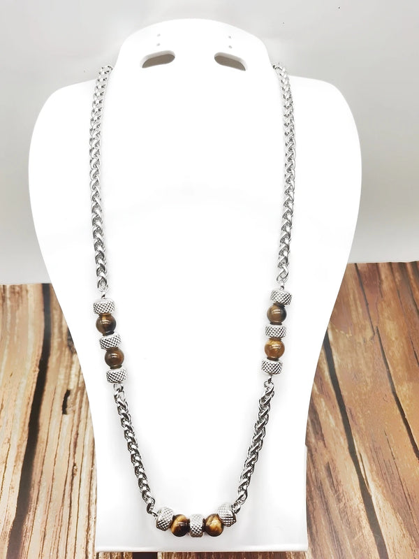 Tiger Eye Stone Fresh Water Pearl Necklace