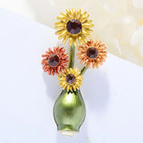 Oil Painting Sunflower Brooch Retro Pin Clothing Accessory