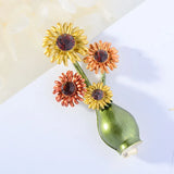 Oil Painting Sunflower Brooch Retro Pin Clothing Accessory