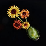 Oil Painting Sunflower Brooch Retro Pin Clothing Accessory