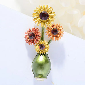Retro Sunflower Brooch Pin Oil Painting Clothing Accessory