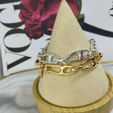 925 Silver 14K Chain Lock Bracelet Jewelry
