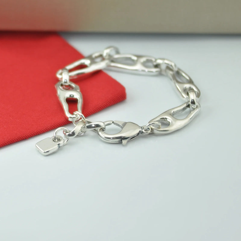 925 Silver 14K Chain Lock Bracelet