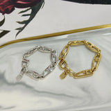925 Silver 14K Chain Lock Bracelet Jewelry