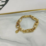 925 Silver 14K Chain Lock Bracelet Jewelry