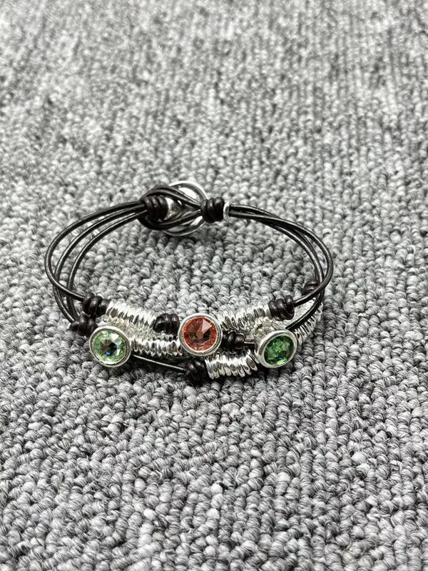 925 Silver Chain Colorful Crystal Bracelet Niche Jewelry