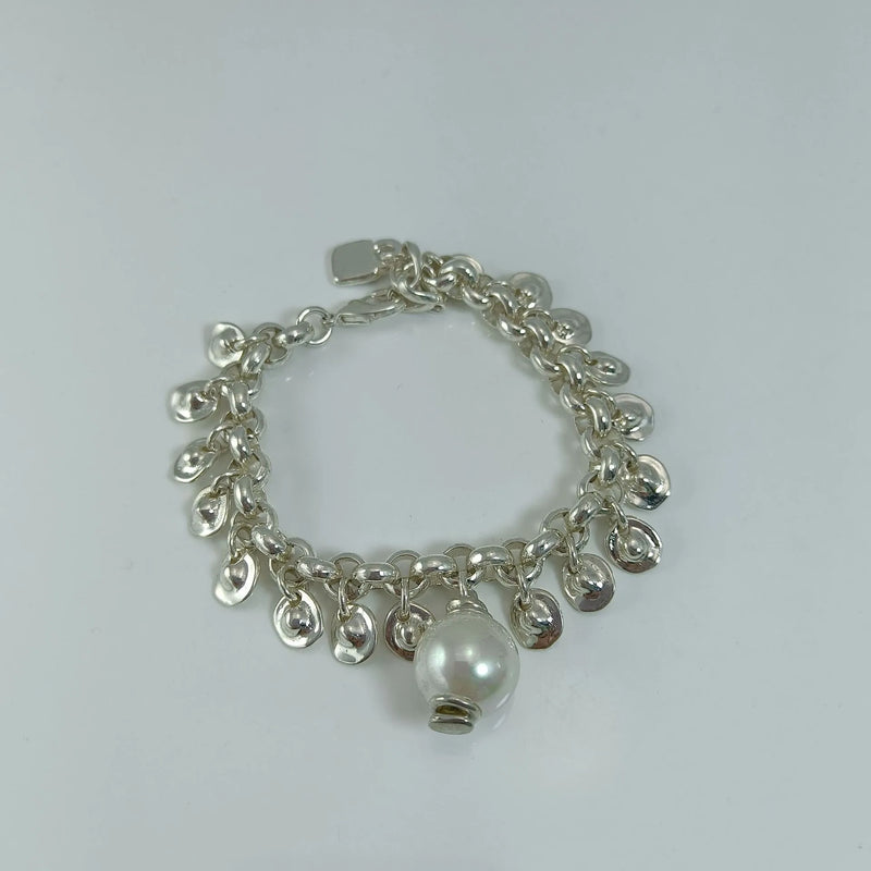 925 Silver Shell Pearl Bracelet Holiday Jewelry
